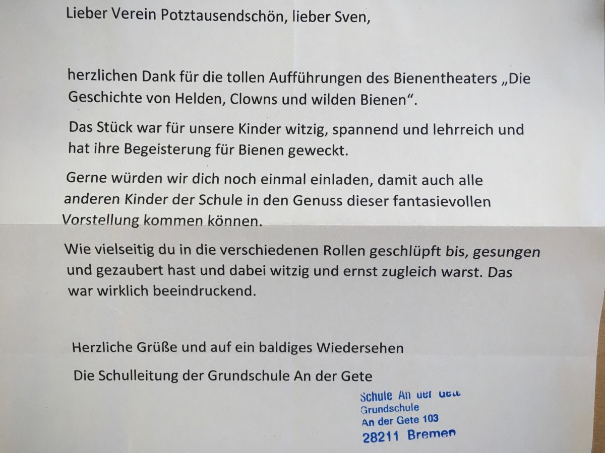Bienentheater – Gete dankt